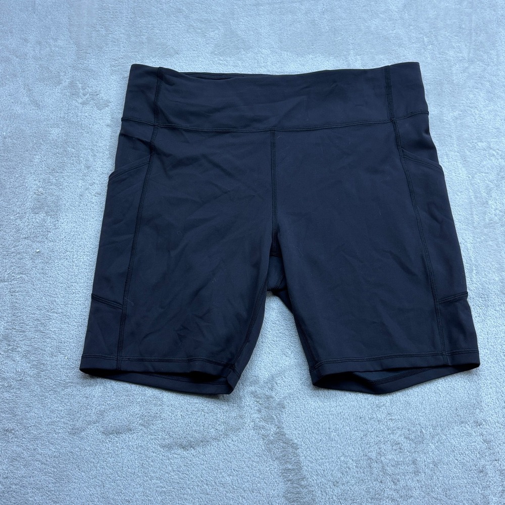 Lululemon Align Biker Shorts Women 14 Black Side Pockets Athletic Yoga Stretch